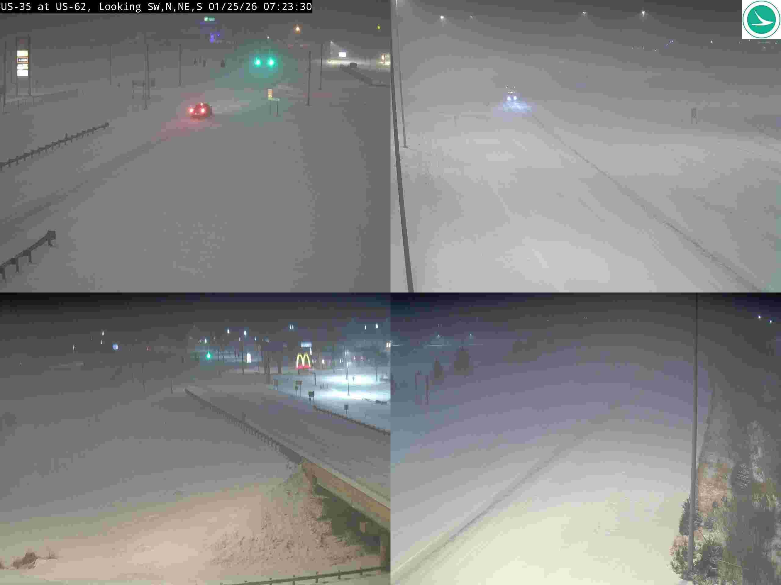 Typically shows a road or highway in Ohio with or without vehicles from a traffic camera.